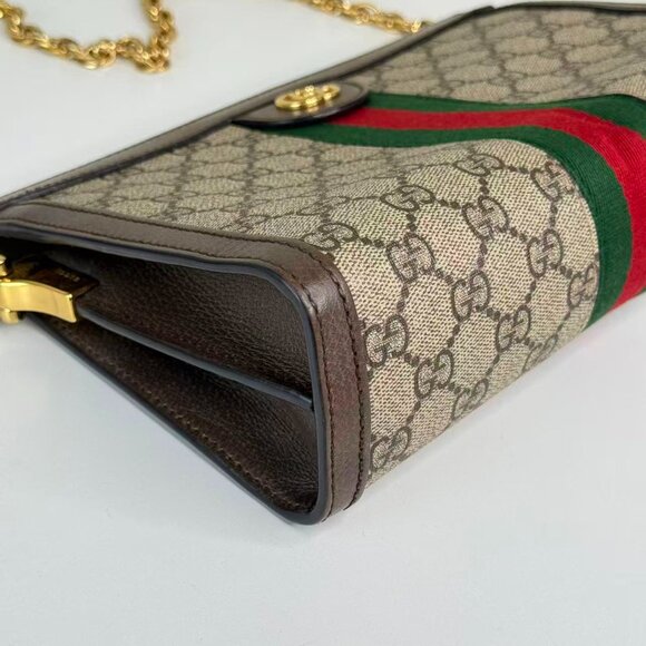 Gucci GG Logo Supreme Medium Ophidia Chain Shoulder Bag - Picture 6 of 9